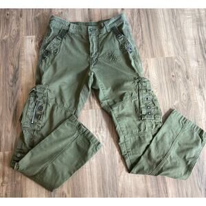 Junye Cargo Pants Mens 32 Tactical Utility Y2K Army Green Steampunk Unisex Urban